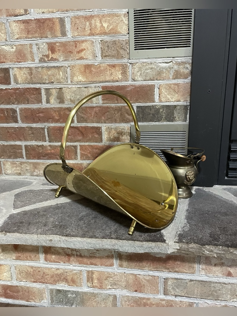Vintage Brass Log Holder